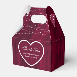 Rustic Burgundy Wood Wedding Thank You Favour Box