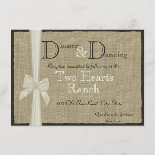 Rustic Burlap and Bow Reception Info Card