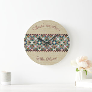 Rustic burlap and flowers large clock