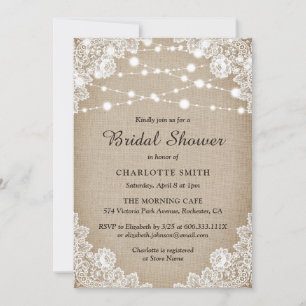 Rustic Burlap and Lace Bridal Shower Invitation