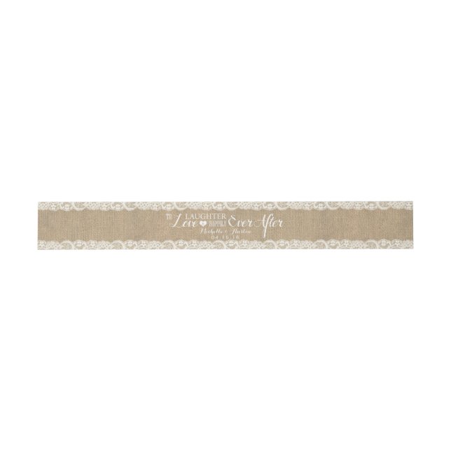 Rustic Burlap and Lace | Happily Ever After Invitation Belly Band (Flat)