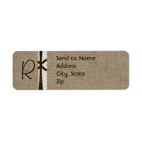 Rustic Burlap and Lace Monogram Address Label