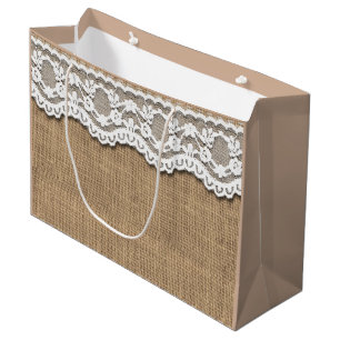 Rustic Burlap and Lace Paper Bag