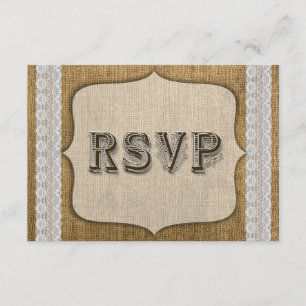 Rustic Burlap And Lace Wedding Response Card