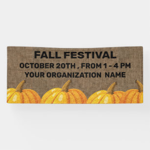 Rustic Burlap and Pumpkin Fall Festival Banner