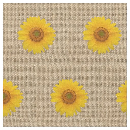 Rustic Burlap and Sunflower Printed Pattern Fabric