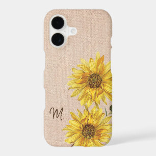 Rustic Burlap and Sunflowers Monogram