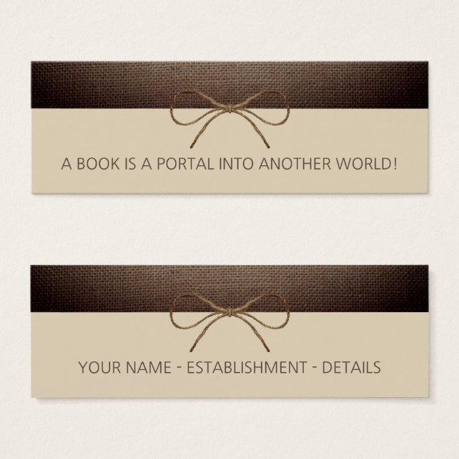 Rustic Burlap and Twine Bow Bookmark (Front & Back)