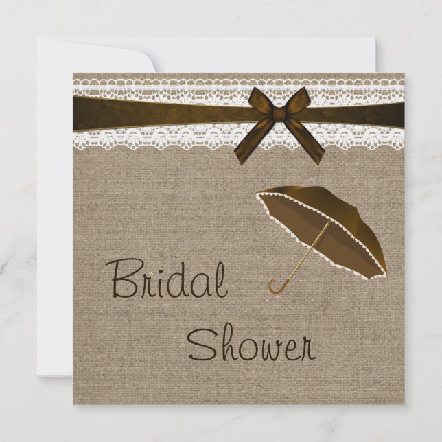 Rustic Burlap and Vintage Lace Bridal Shower Invitation (Front)