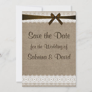 Rustic Burlap and Vintage Lace Save the Date