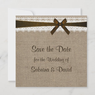 Rustic Burlap and Vintage Lace Save the Date