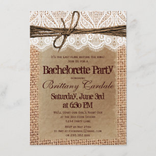 Rustic Burlap Bachelorette Party Invitations
