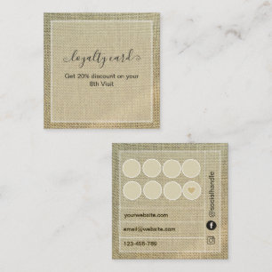 Rustic Burlap Beige Linen Loyalty Card