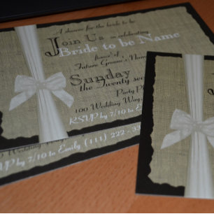 Rustic Burlap Bow Bridal Shower Invitation