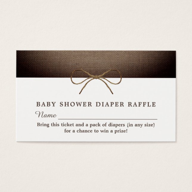 Rustic Burlap Bow, Diaper Raffle Ticket (Front)