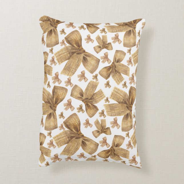Rustic Burlap Bow Pattern Decorative Cushion (Back(Vertical))