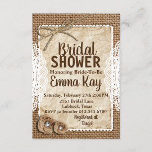 Rustic Burlap Bridal Shower Invitation