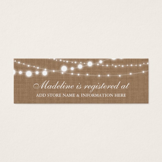 Rustic Burlap Bridal Shower Registry Insert Card (Front)