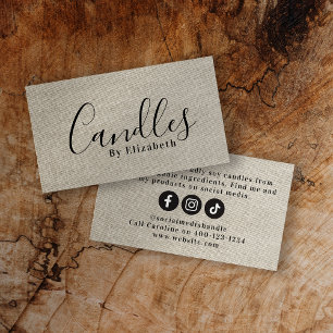 Rustic Burlap Candle Maker Business Card