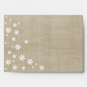 Rustic Burlap Christmas Snowflake Holiday Envelope