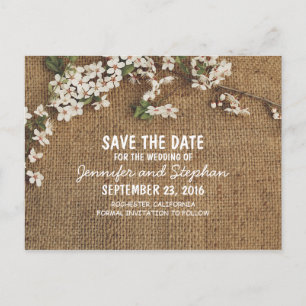 Rustic Burlap Country Save The Date Announcement Postcard