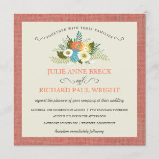 Rustic Burlap Country Wedding Invitations
