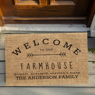 Rustic Burlap Country Welcome to our Farmhouse Doormat