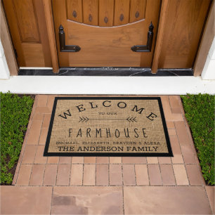 Rustic Burlap Country Welcome to our Farmhouse Doormat
