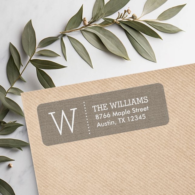Rustic Burlap Custom Monogram Return Address (Creator Uploaded)