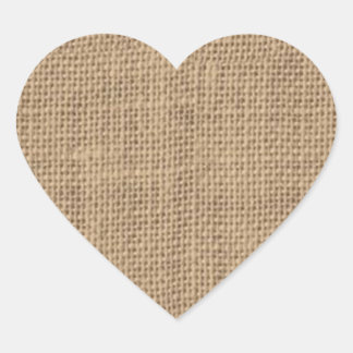 Rustic Burlap Design Heart Sticker