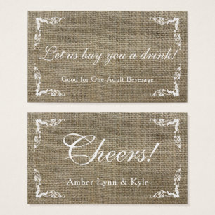 Rustic Burlap, Editable Script Drink Tickets