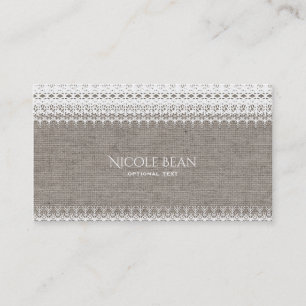 Rustic Burlap & Elegant Lace Chic Business Card