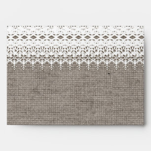 Rustic Burlap & Elegant Lace Wedding Invitation Envelope