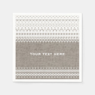 Rustic Burlap & Elegant Lace Wedding Napkin