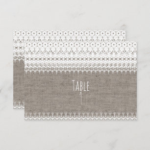 Rustic Burlap & Elegant Lace Wedding Table Number