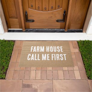 Rustic Burlap Farmhouse Doormat