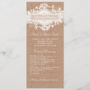RUSTIC BURLAP FLORAL WEDDING PROGRAM PROGRAMME