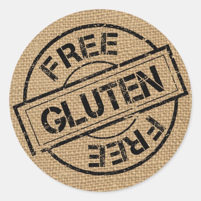Rustic Burlap Gluten Free Stickers (Front)