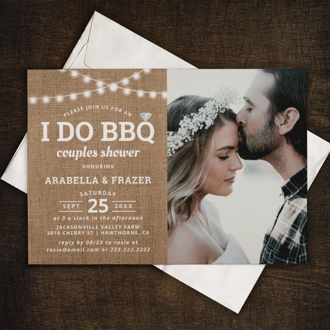 Rustic Burlap I Do BBQ Couples Shower Invitation (Creator Uploaded)