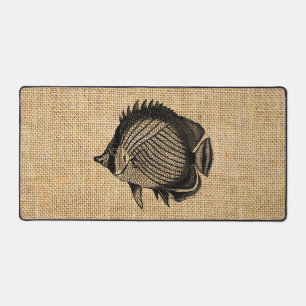 Rustic Burlap Image Photo Tropical Fish Design Desk Mat