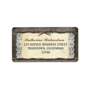 rustic burlap lace and rope ribbon address labels