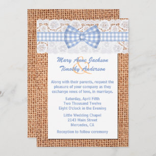 Rustic Burlap & Lace Country Wedding Invitation