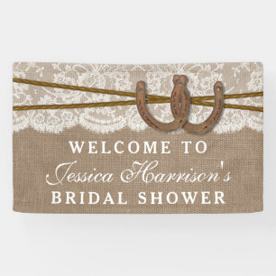 Rustic Burlap & Lace Horseshoe Bridal Shower Banner