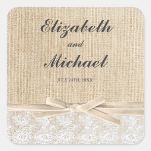 Rustic Burlap Lace Ivory Ribbon Favour Label