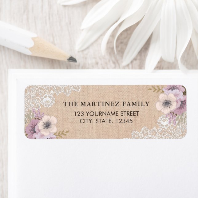 Rustic Burlap Lace Pink Floral (Insitu)