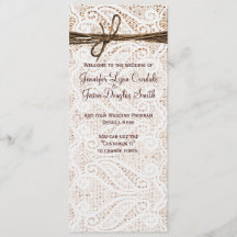 Rustic Burlap Lace Twine Country Wedding Program