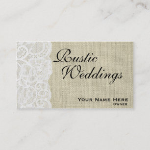 Rustic Burlap & Lace Wedding Planner Business Card