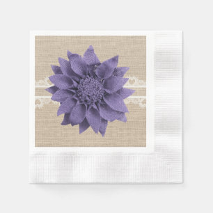 Rustic Burlap Lavender Flower Wedding Napkin