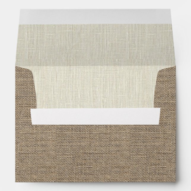 Rustic Burlap & Linen Elegant Wedding Envelope (Back (Bottom))