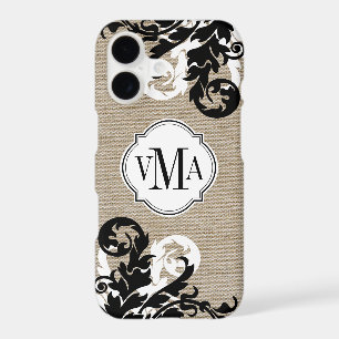 Rustic Burlap Look and Flourish Monogram